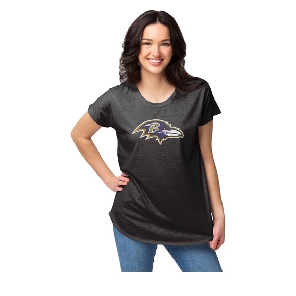 Foco NFL Women's Black Graphic Tee Baltimore Ravens - Picture 1 of 5